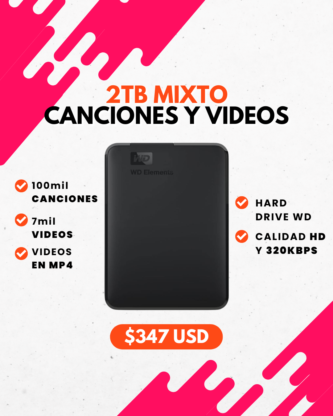 2tb de Canciones y Videos